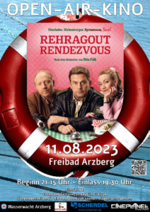 Plakat Open-Air-Kino im Freibad, Rehragout Rendezvous